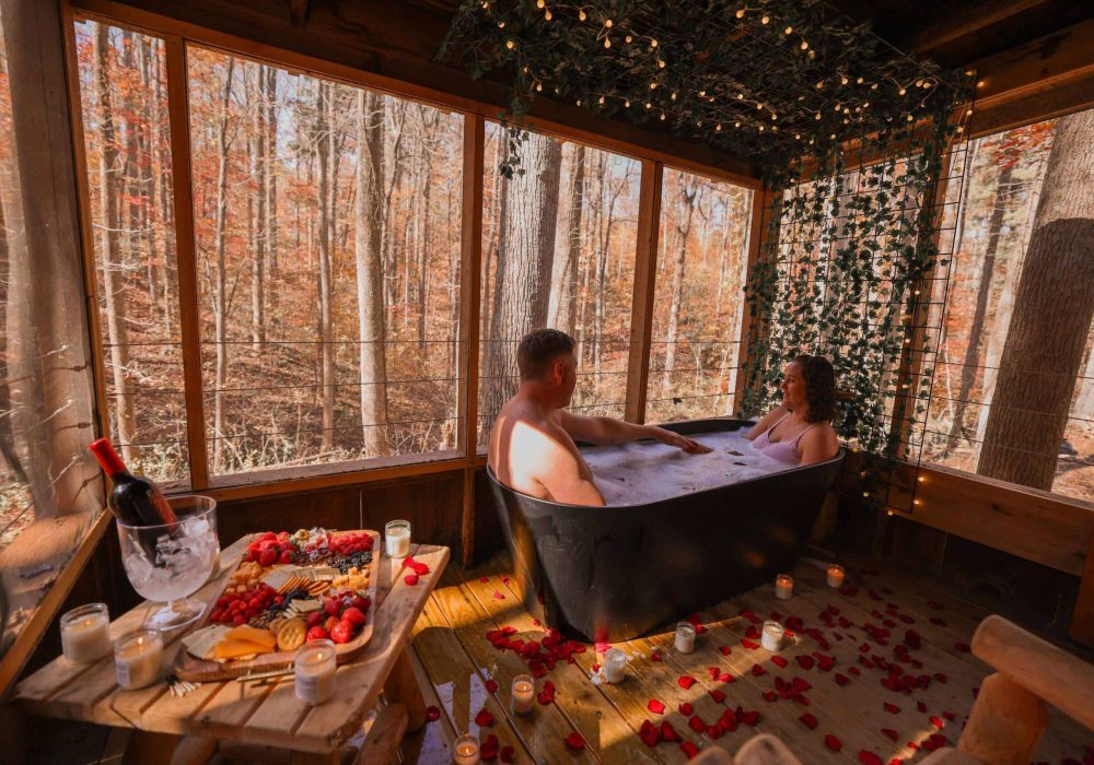 a couple in a bathtub